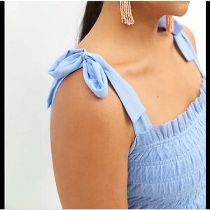 Anthropologie smocked tulle tie-strap cami small